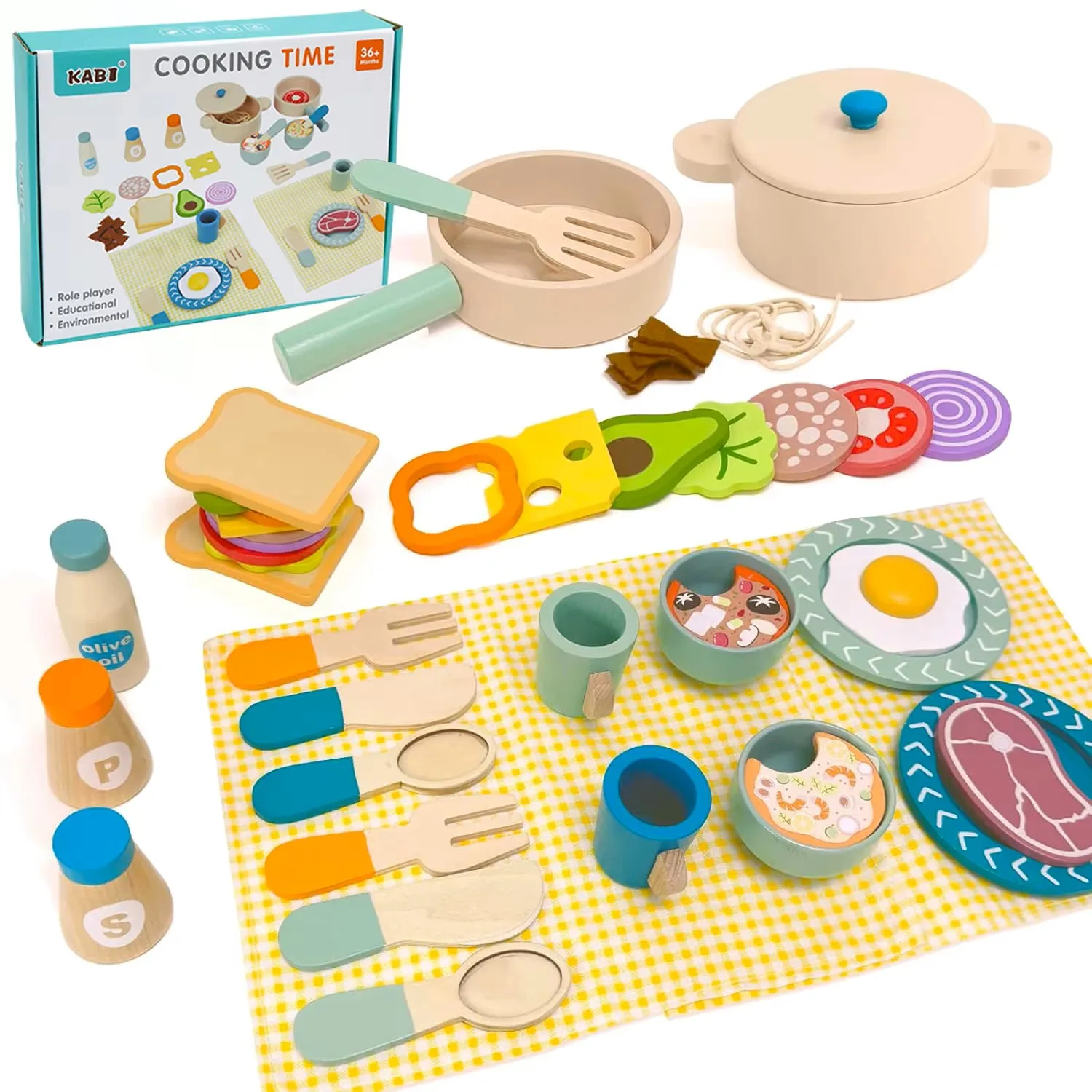 Juego de cocina de madera, platos de simulación Montessori, accesorios para platos, juego de cocina, juguete para niños pequeños, regalos de 3 años o más