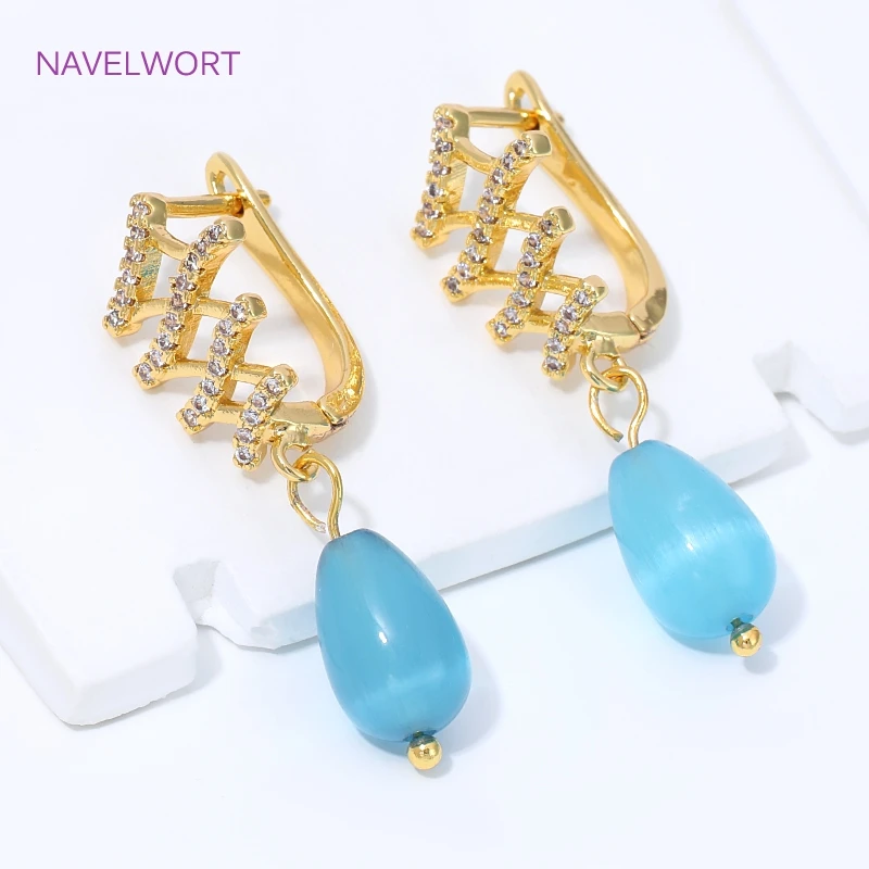 Ganchos para Pendientes en Forma de Abanico con Baño de Oro de 18K, Fijaciones de Latón para Pendientes, Cierres para Pendientes, Materiales para Joyería DIY