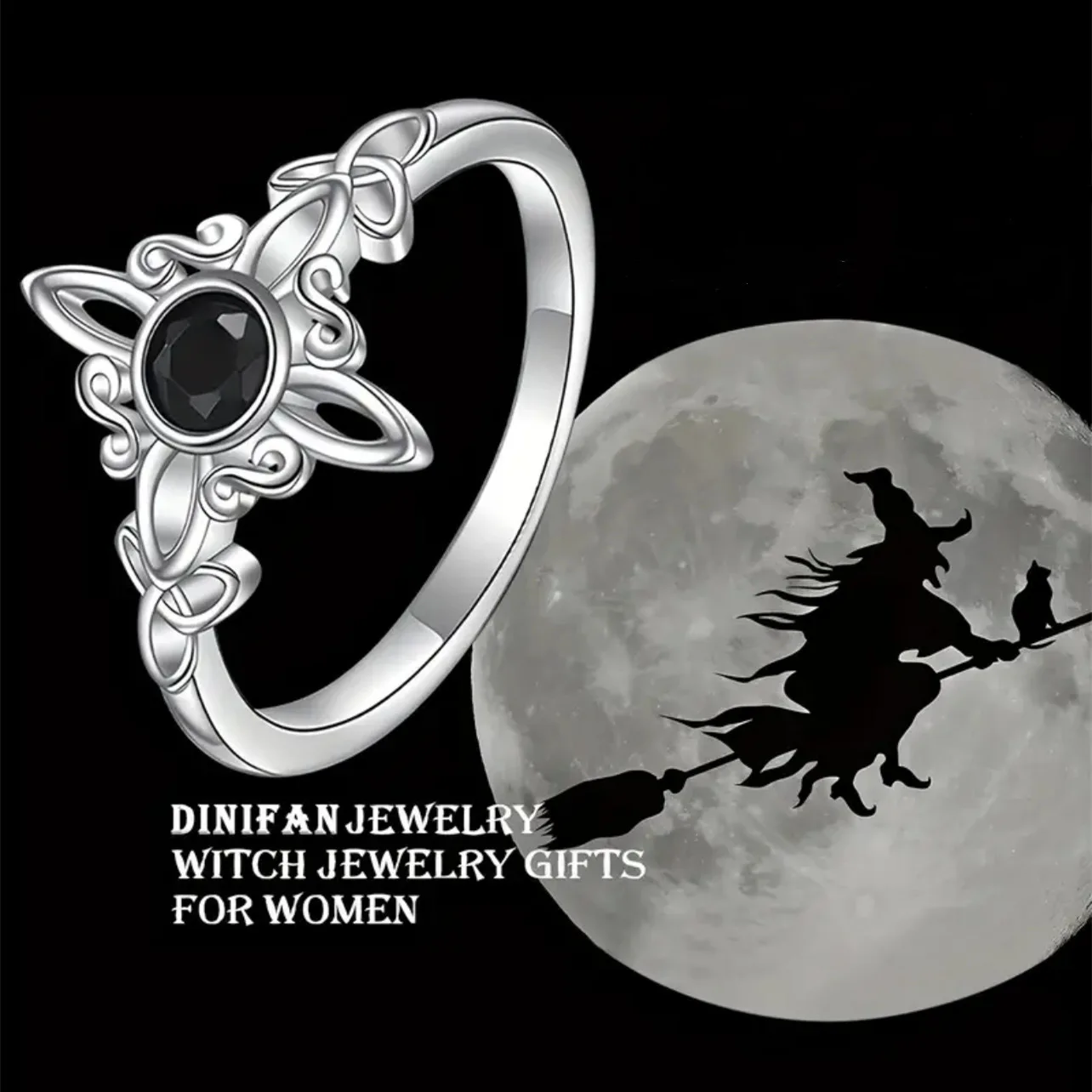 Anillos encantadores de circonita negra con nudo mágico de Plata de Ley 925 para mujer, accesorios de joyería de lujo Vintage para boda y compromiso