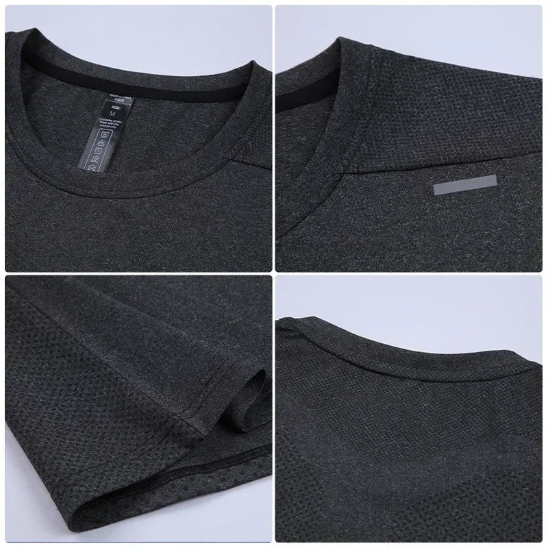 Chándales holgados y transpirables de manga corta para ciclismo al aire libre, Top de secado rápido para correr, camisetas de Fitness, medias musculares, verano