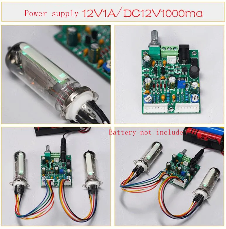 Tubo de ojo de gato 6E2, indicador fluorescente de ritmo musical de doble canal, placa de controlador, amplificador de Radio, reequipamiento, modo de recogida DIY, 12V, 1A