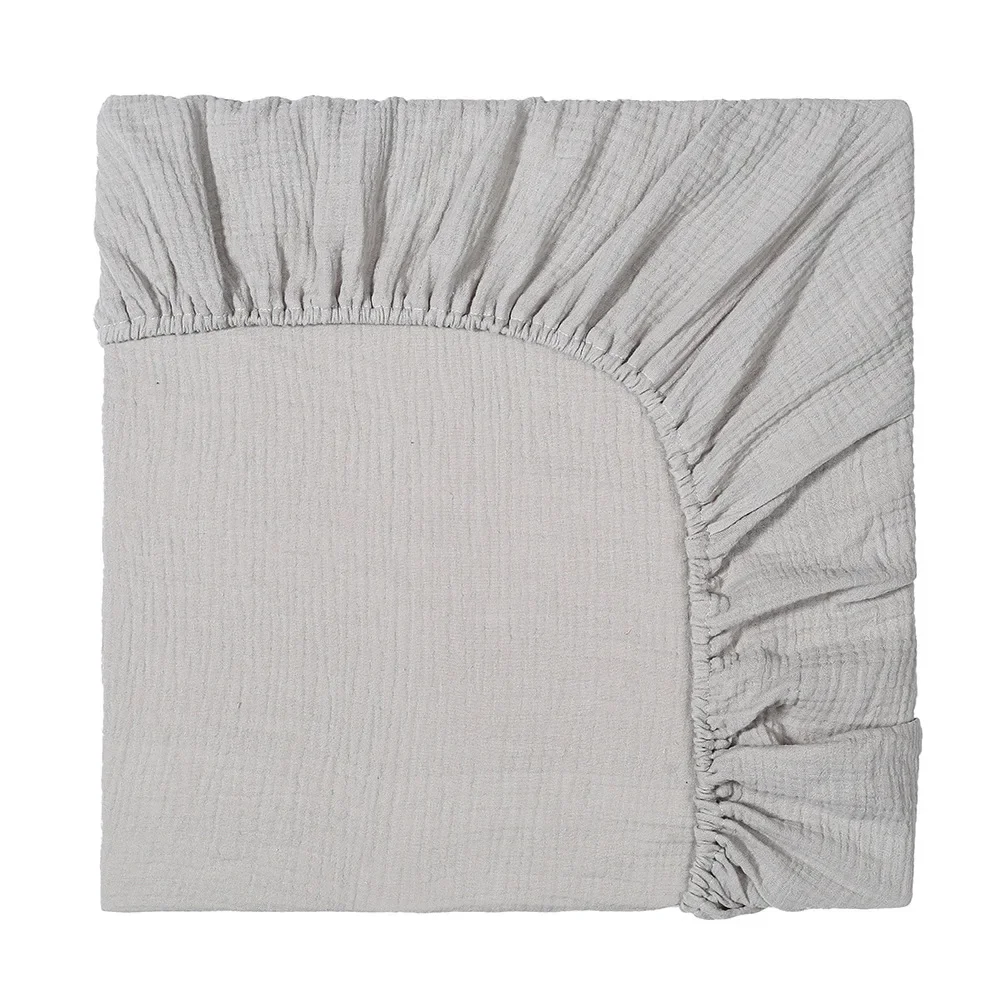 Sábanas de cuna de muselina bordadas con nombre personalizado para niñas y niños, sábana de algodón ajustada para cuna de bebé, juego de cama de colchón