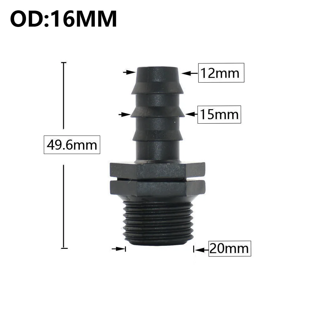 5 unidades de manguera de jardín de 16/20/25/32mm, conector de lengüeta de tubo de PE, rosca de 1/2 3/4 1 ", acoplador de codo recto, juntas de riego agrícola