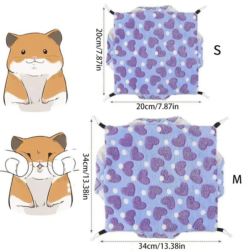 Hamaca para Hámster, Cama Colgante para Mascotas Pequeñas, Doble, Cálida y Acolchada, para Ardillas Voladoras, Cobayas y Otros Animales, Accesorios para Jaulas