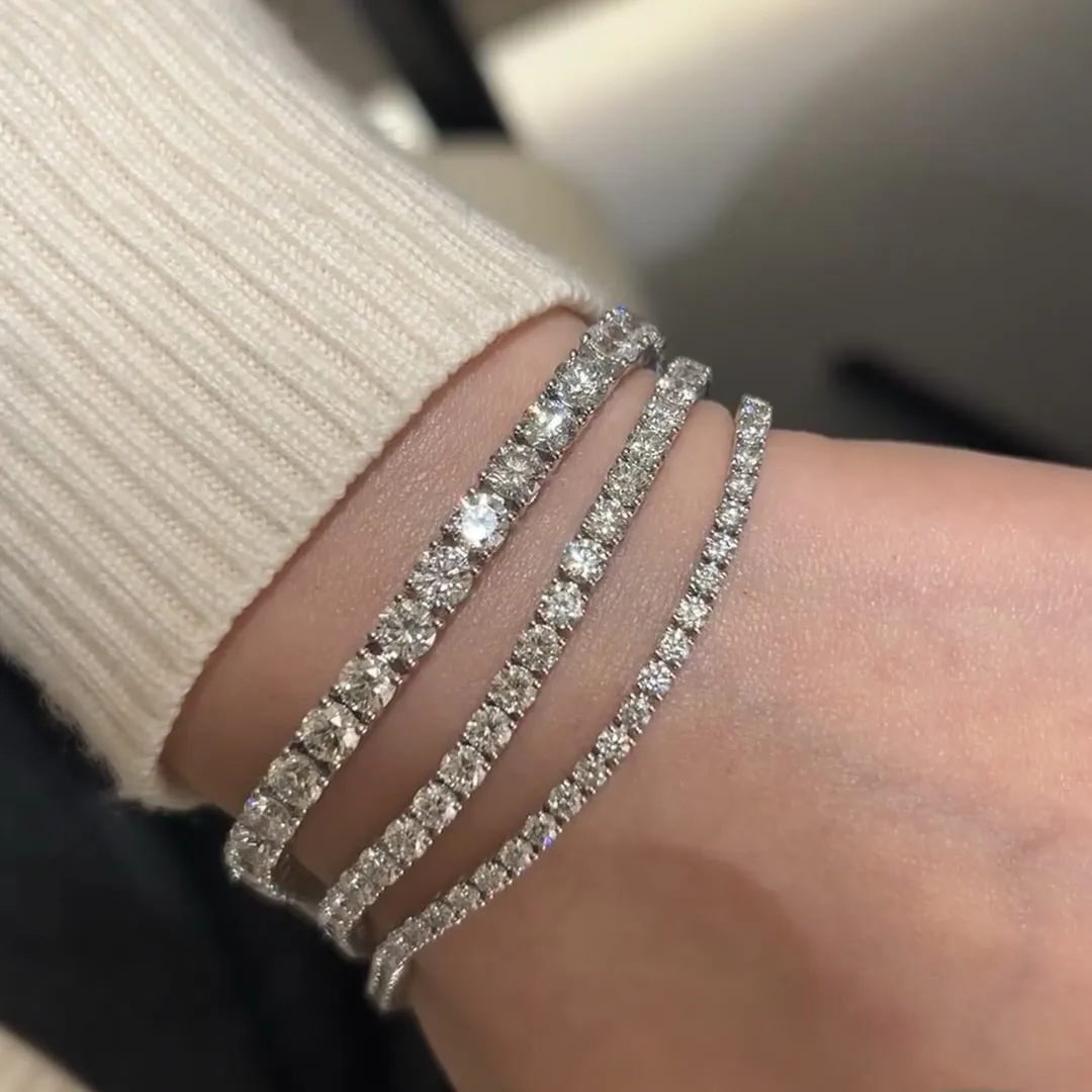Pulseras de tenis de moissanita simples a la moda, brazaletes de plata S925 con diamantes brillantes para mujeres y hombres, brazaletes para fiestas y bodas, joyería certificada GRA
