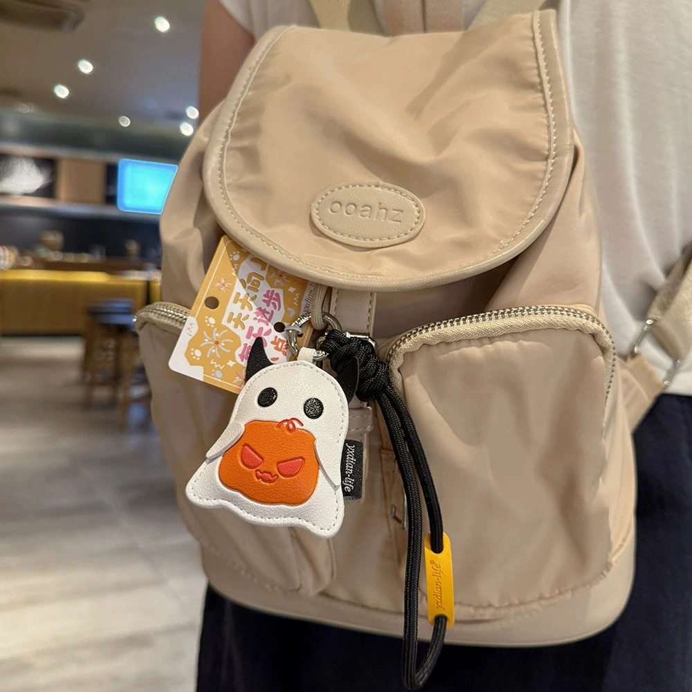Llavero con Colgante de Fantasma de Calabaza, Adorno de Bolsa de Dibujos Animados, Llavero Compacto de PU para Bolsas, Fiestas de Halloween y Viajes de Vacaciones