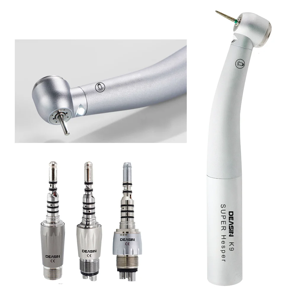 Pieza de mano dental de alta velocidad con fibra óptica LED, turbina tipo KV 9000, herramientas de odontología, material dental
