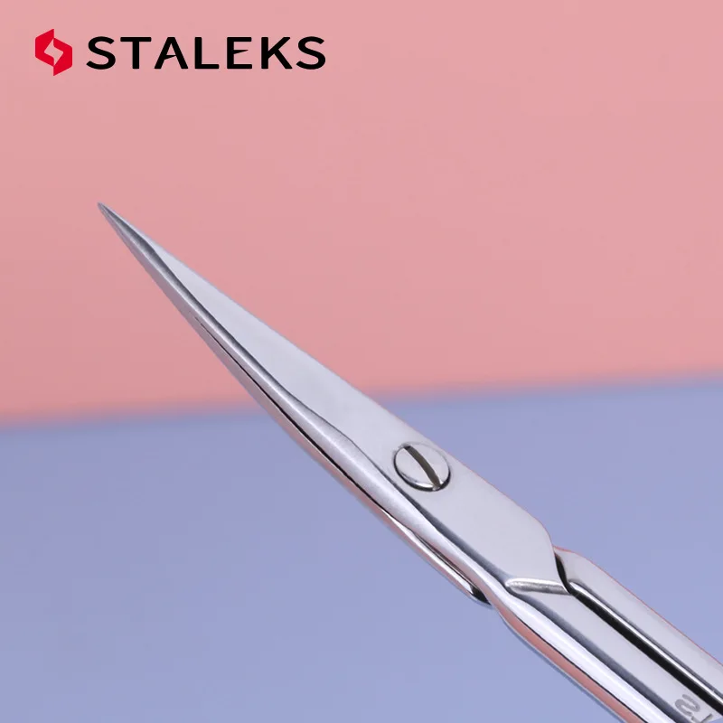 STALEKS SC-21-1 tijeras para cutículas de uñas, tijeras para cejas de acero inoxidable, manicura, elimina la piel muerta, herramienta de maquillaje para el cabello de la nariz