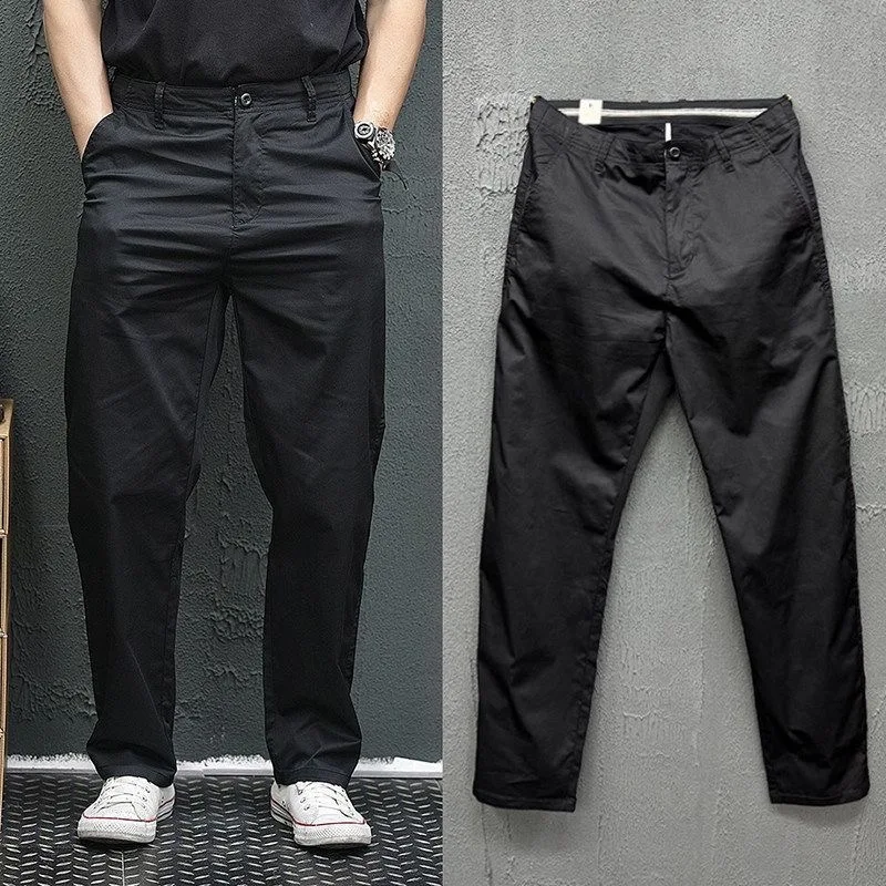 Nuevos pantalones clásicos de algodón puro de pierna recta para primavera/otoño, pantalones deportivos informales holgados de alta calidad para hombre, tallas 28-36