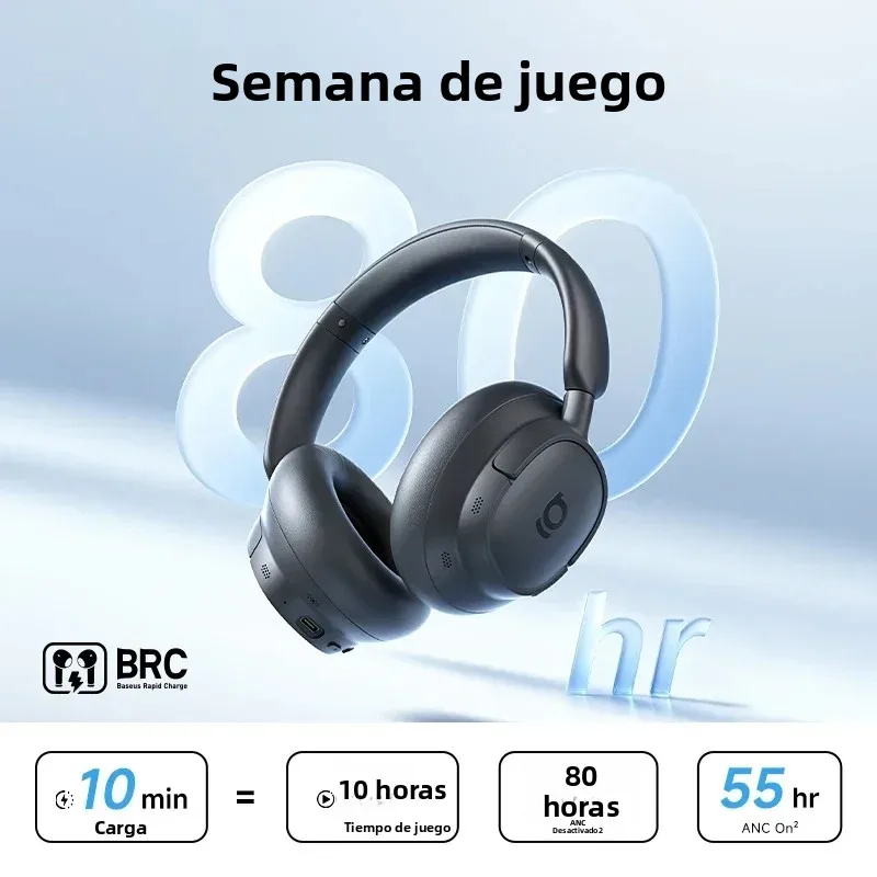 Auriculares Inalámbricos Baseus Bass BH1 NC Lite ANC con Cancelación de Ruido del 95%, Auriculares Bluetooth 6.0, 80H, Sobre la Oreja