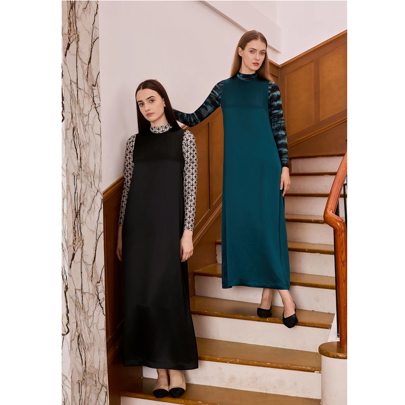 AP mujeres 2026 Otoño e Invierno nueva camisa Modal de malla estampada y tela de acetato de alta calidad Maxi vestido chaleco tejido para mujer