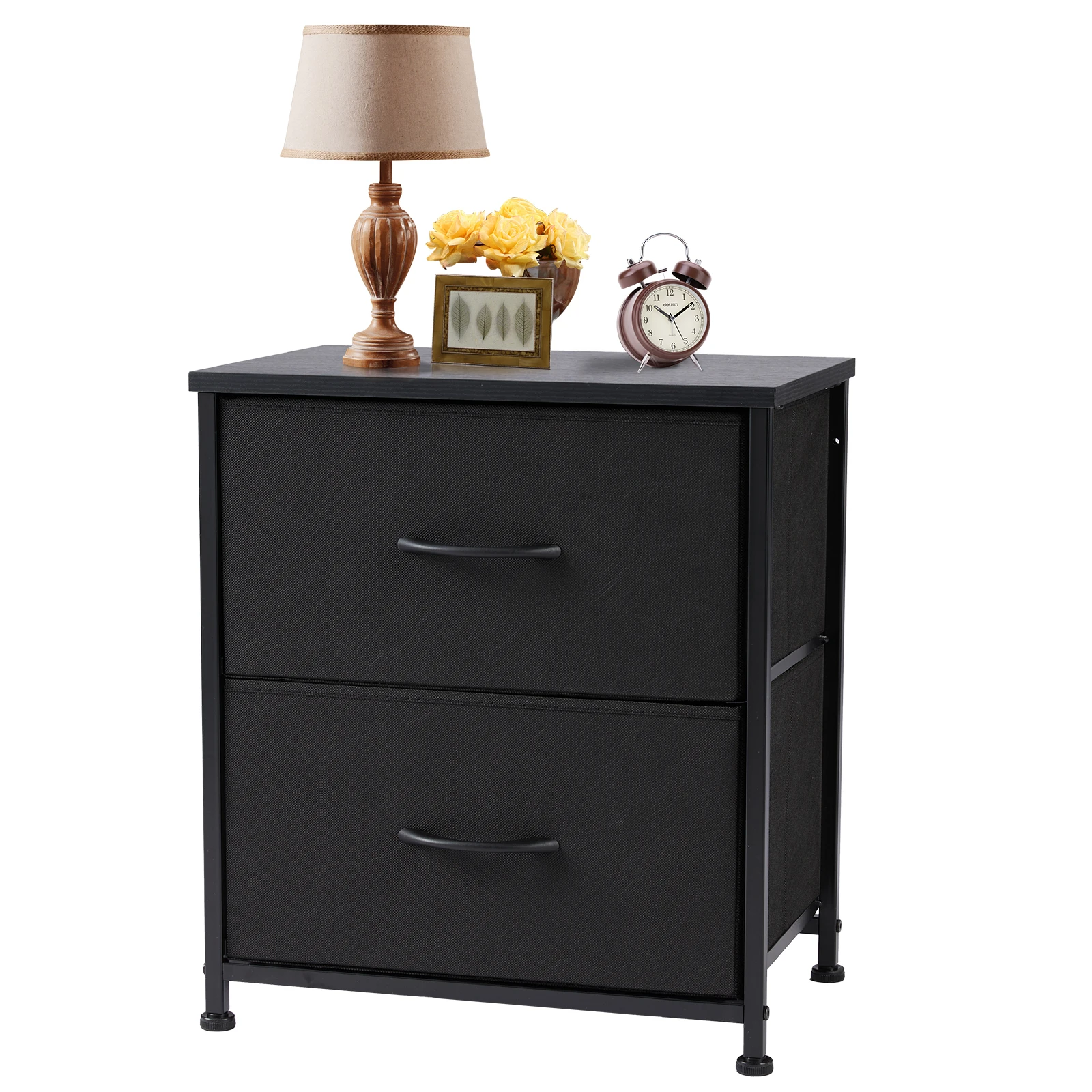JHK mesita de noche, sofá de café, mesa de té, armario de almacenamiento, pecho, exhibición de ropa para dormitorio, 2 cajones de tela, mueble