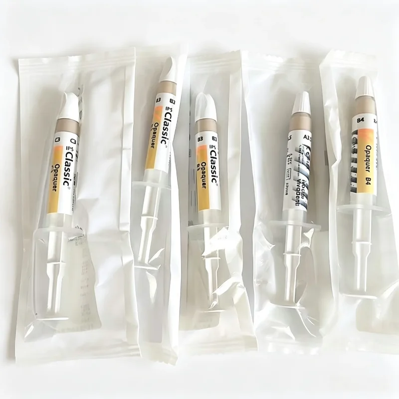 2 Unidades de Pasta Opaca Ivoclar Vivadent IPS Classic V, Jeringa de 3g, A1-D4, Material Opaco de Cerámica Metálica para Laboratorio Dental
