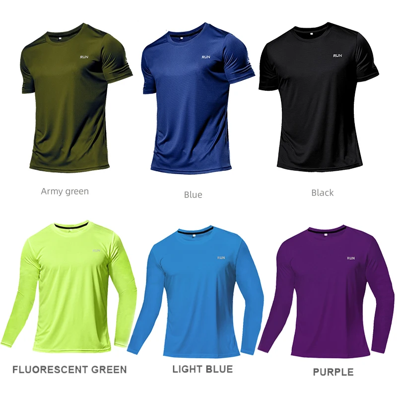 Camiseta de manga larga y corta para hombre, Tops deportivos para Fitness, correr por la mañana, seda de hielo, secado rápido, ropa de gimnasio para montañismo al aire libre