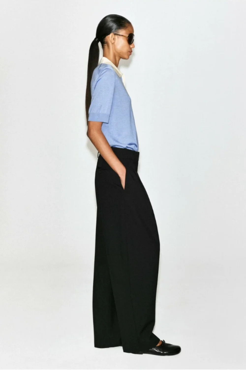 XIMIAN APPAREL 2026 traf cos Otoño Nuevo Estilo de Camiseta Polo de Punto Azul para Mujer - Top de Estilo Sencillo