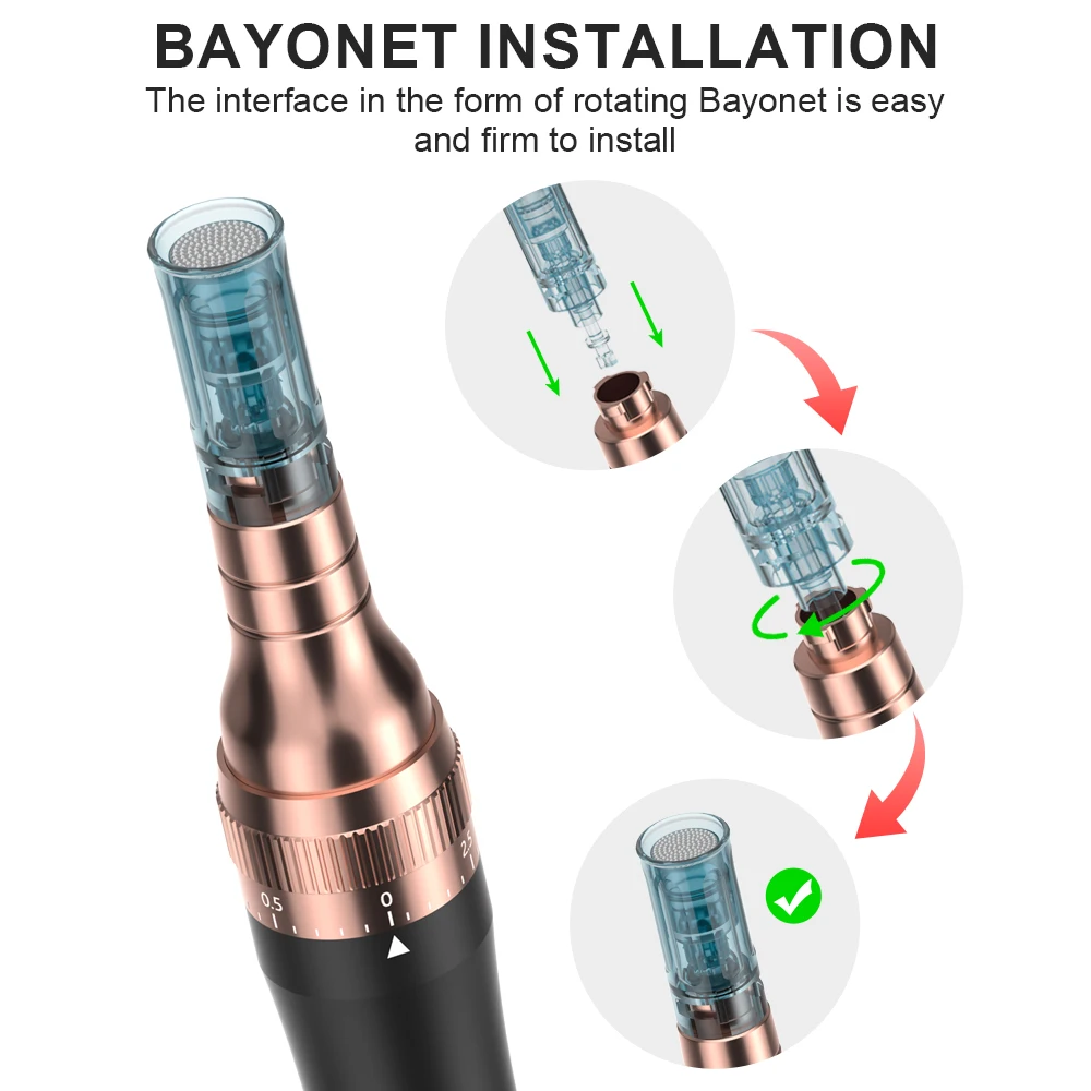 Dermapen/Mas Pen N6 Recargable de 8 Velocidades con 10 Puntas de Repuesto de 0.25mm