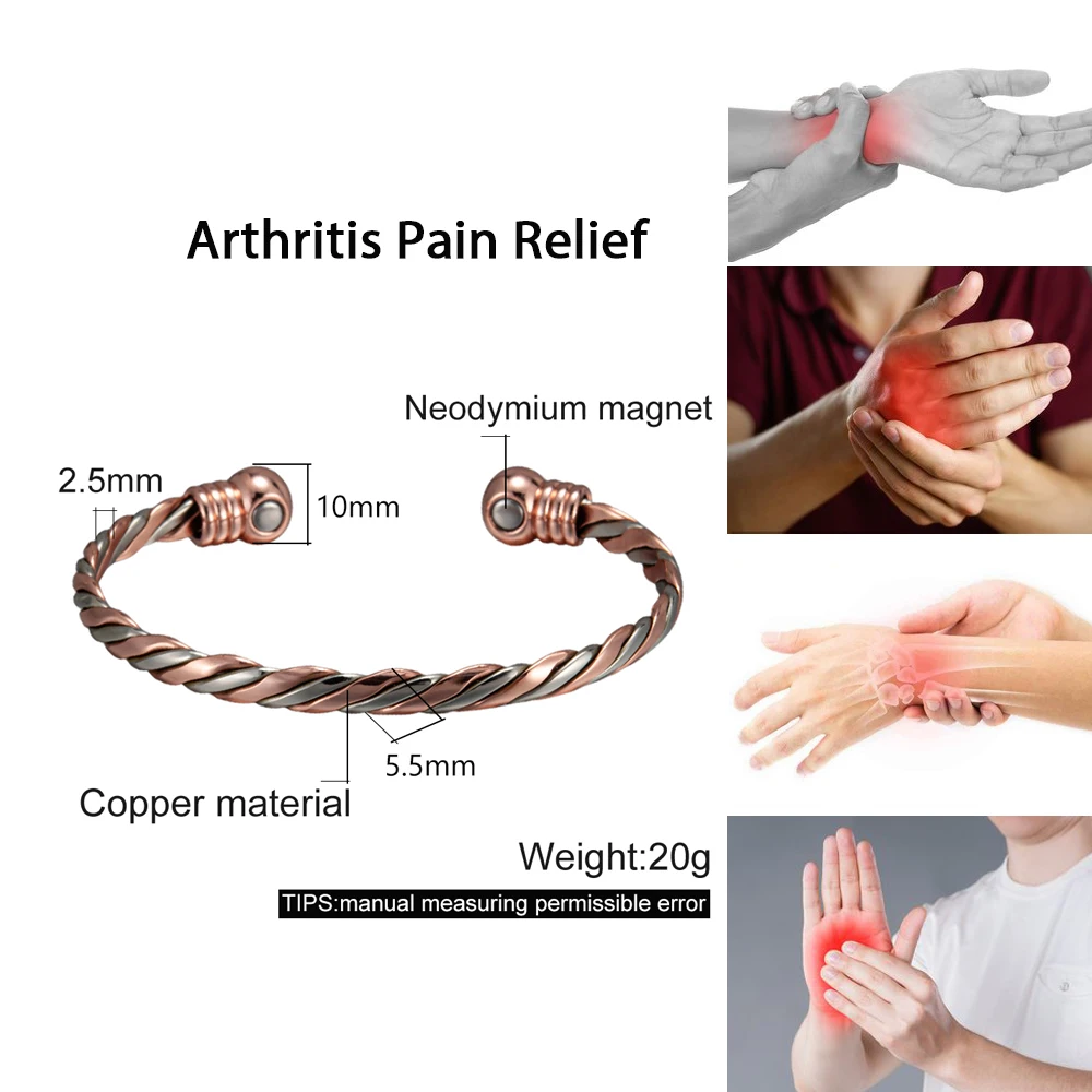 Pulseras de Cobre Puro Vinterly, Magnéticas, Trenzadas, Ajustables, para Alivio de la Artritis, Joyería Magnética para la Salud, Anti Radiación