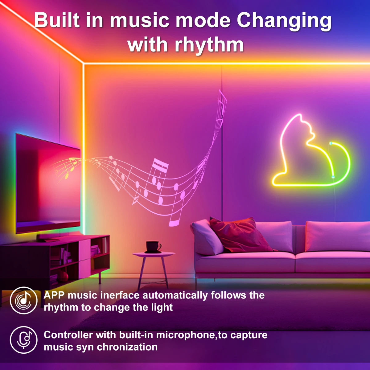 Tira de luces LED RGB+IC de neón de 5V, 1M 2M 3M 5M 10M, USB, impermeable, flexible, con control remoto Bluetooth para decoración del hogar
