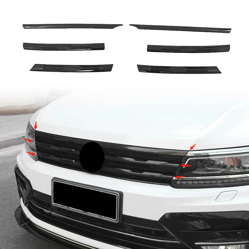 Para VW Tiguan MK2 2016-2021, parachoques delantero de coche, rejilla central de malla, tiras de moldura, cubierta embellecedora, estilo cromado