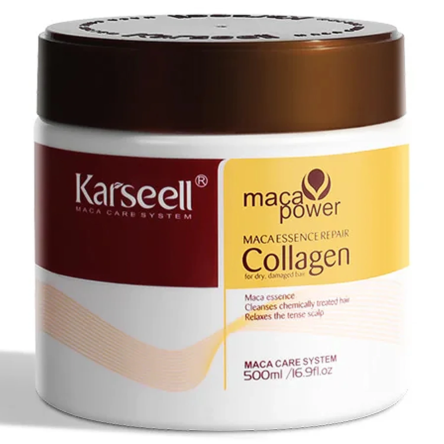 Mascarilla Capilar de Colágeno Karseell 500ml, Reparación Profunda, Acondicionador con Aceite de Argán, Esencia para Cabello Seco y Dañado