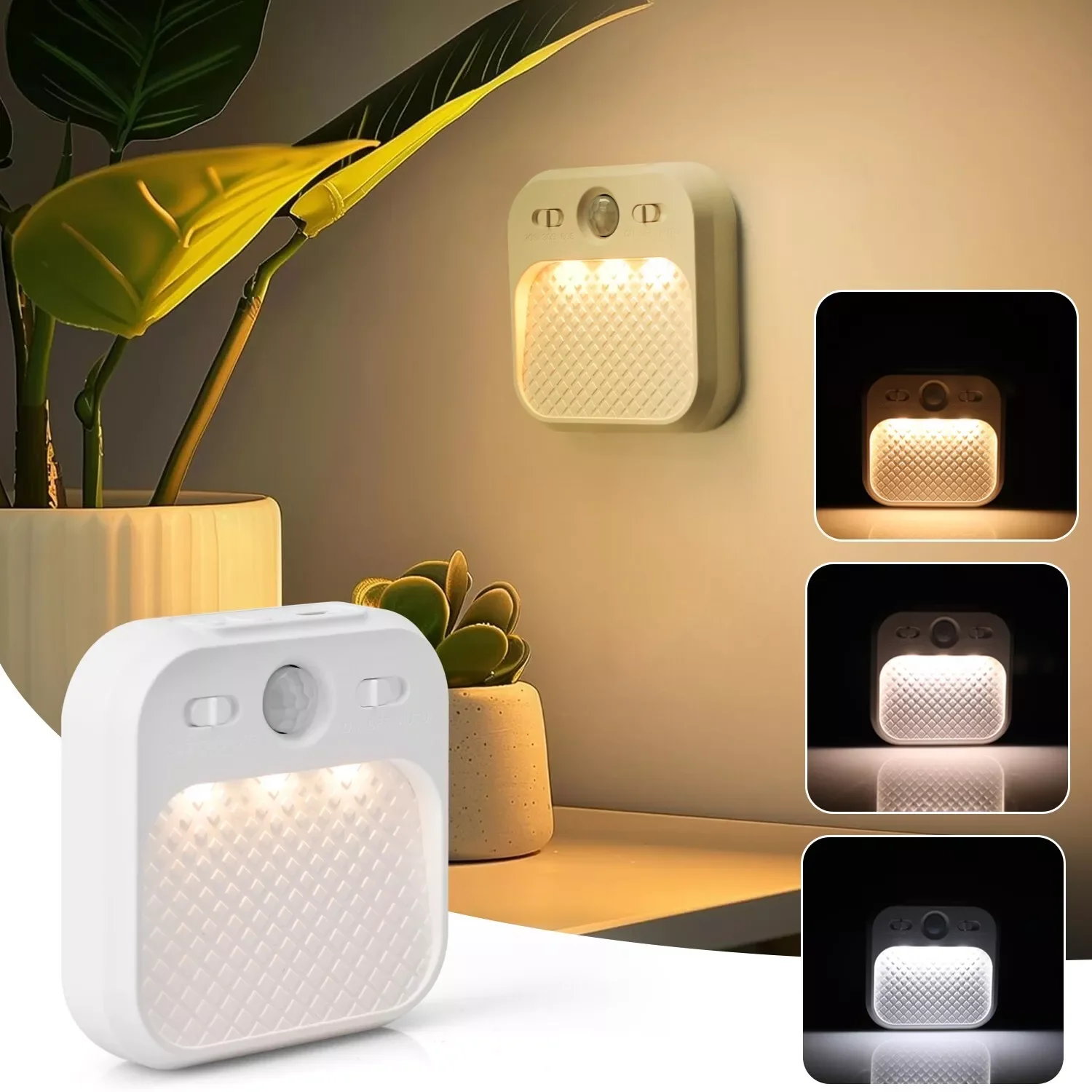Luz Nocturna LED con Sensor de movimiento PIR, lámpara nocturna recargable por USB para dormitorio, escalera, pasillo, armario, iluminación de armario