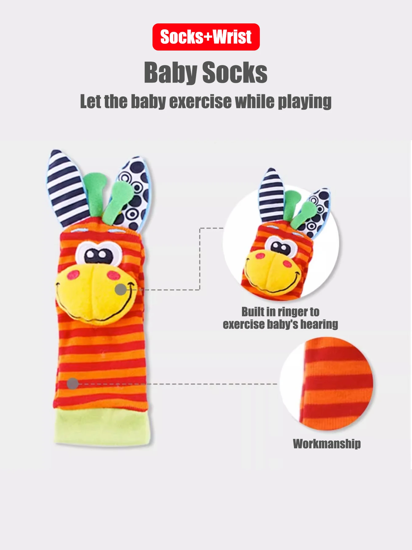 4 unids/set bebé muñeca sonajero calcetines juguetes 0-12 meses niña niño desarrollo educativo temprano lindos niños pequeños regalos sensoriales