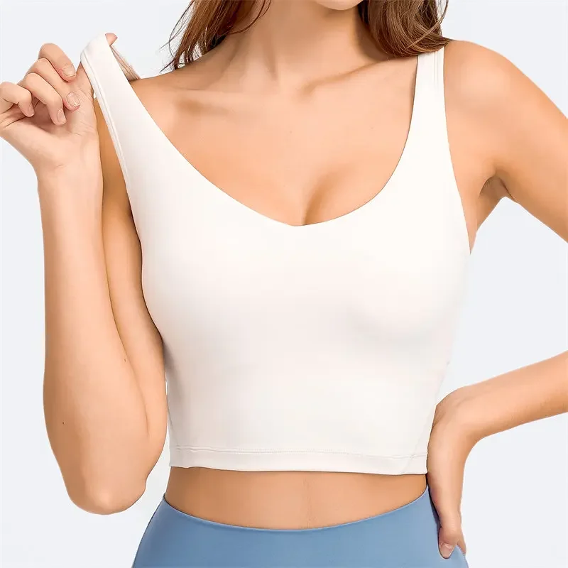 Nepoagym PASSION Camiseta sin mangas con estante incorporado, sujetador corto con acolchado extraíble, sujetador deportivo palangre para yoga y gimnasio