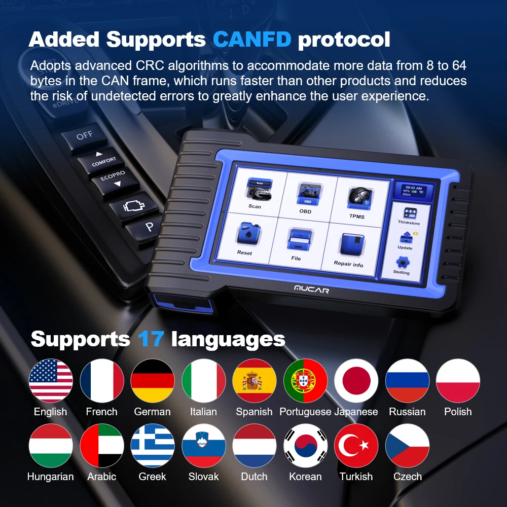 MUCAR VO7S CANFD herramienta de escaneo profesional Control bidireccional codificación ECU herramienta de diagnóstico de coche sistema completo escáner OBD2