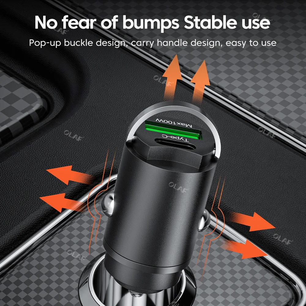 Olaf-cargador de coche Mini de 100W, adaptador de teléfono para iPhone 13, 12, Xiaomi, Samsung, Huawei