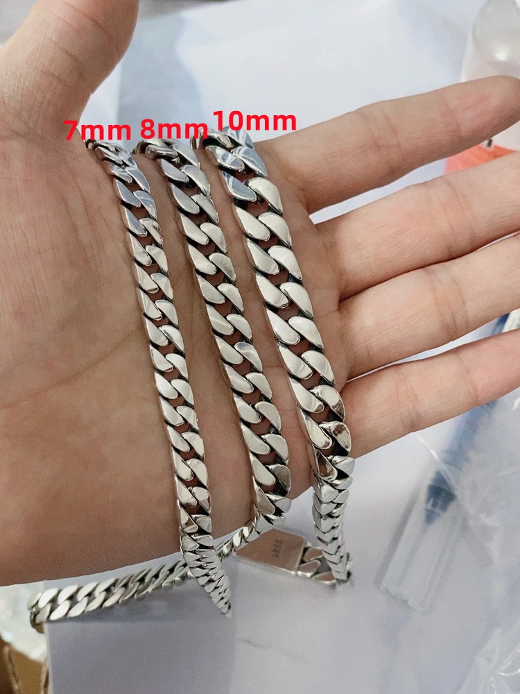 Pulsera 100% de plata esterlina S925 de 8MM, estilo punk, joyería de plata S925 que nunca se desvanece, con certificado de autenticidad, regalos de joyería para hombres y mujeres.