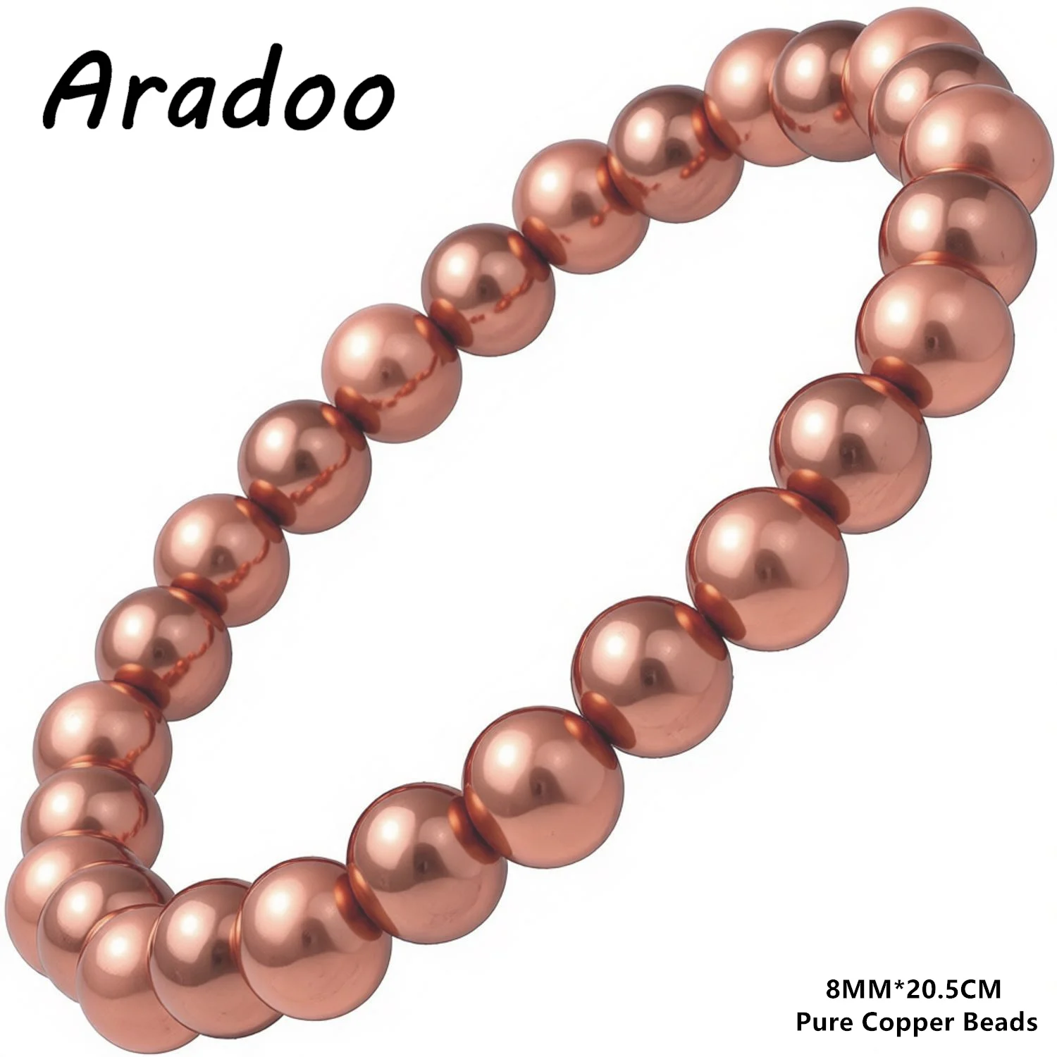 ARADOO Pulsera de cuentas de cobre puro para mujeres y hombres, regalos de joyería