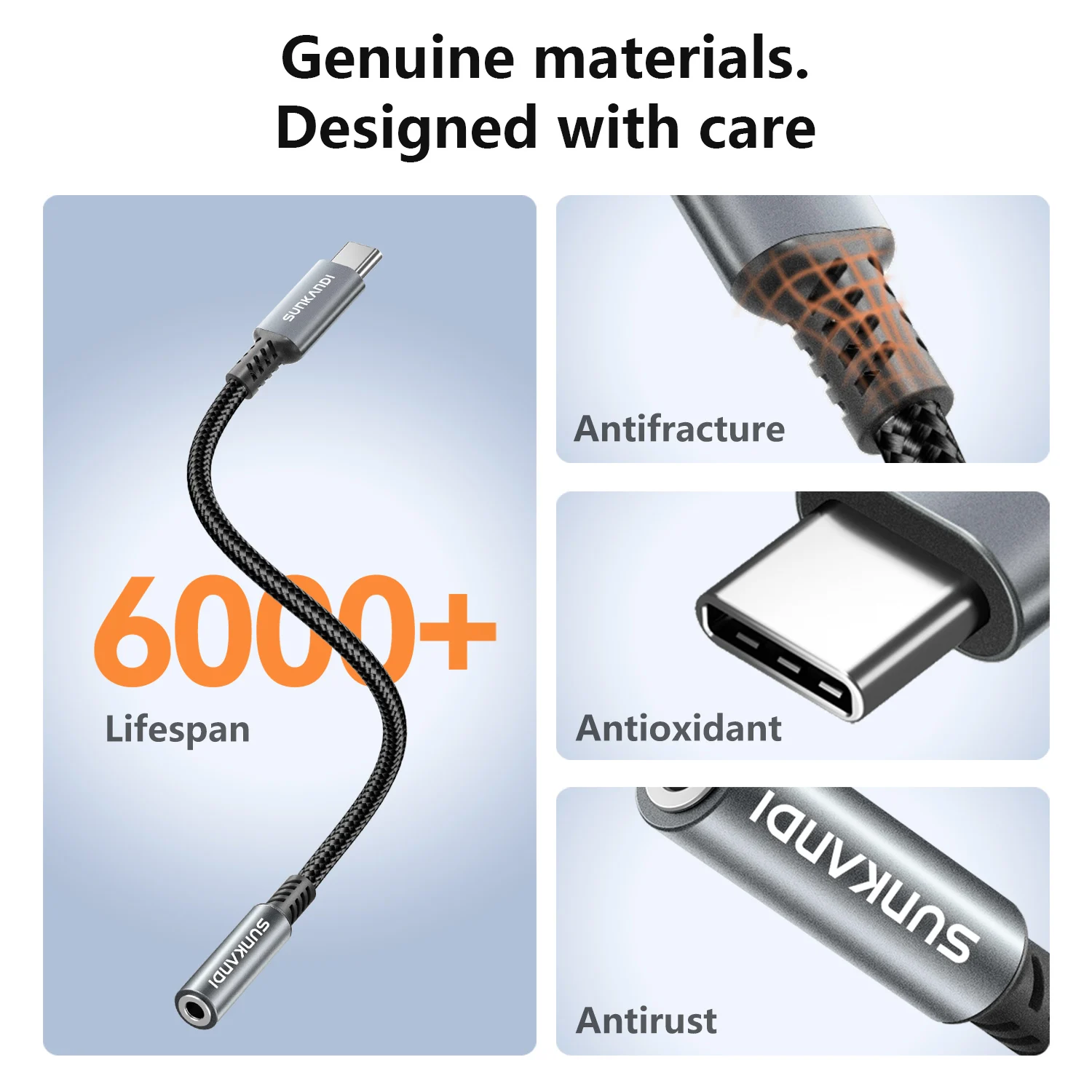 Adaptador SUNKANDI USB Tipo C a Conector de Auriculares Hembra de 3.5mm, Cable Adaptador de Audio USB C a Aux para iPad, Samsung, MacBook