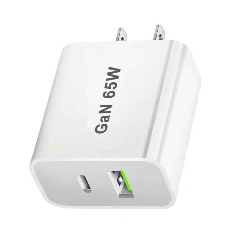 Cargador USB tipo C, adaptador de corriente con 2 puertos, 65W, PD 3,0 GaN, Compatible con iPhone 13, USB, ru/AU/EU/US