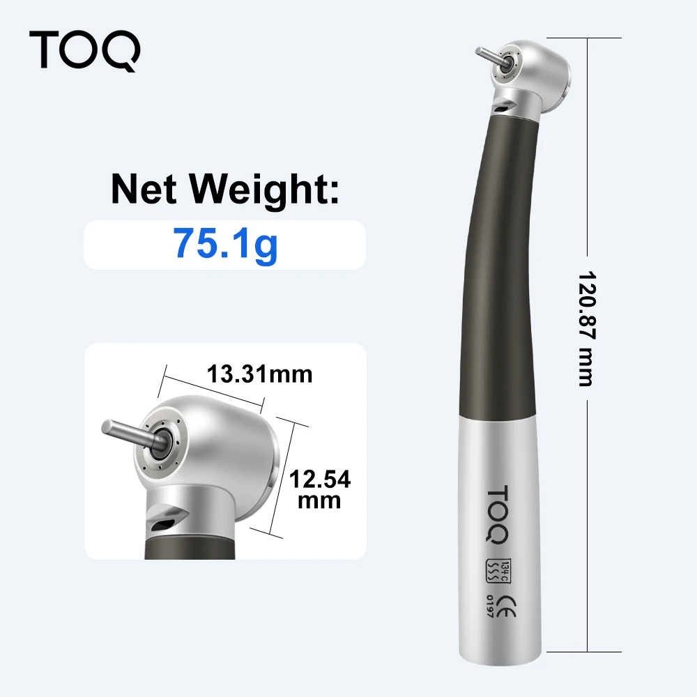 Turbina dental de fibra óptica de alta velocidad con rodamientos cerámicos, cabezal de torsión con botón pulsador y fibra óptica, herramientas dentales