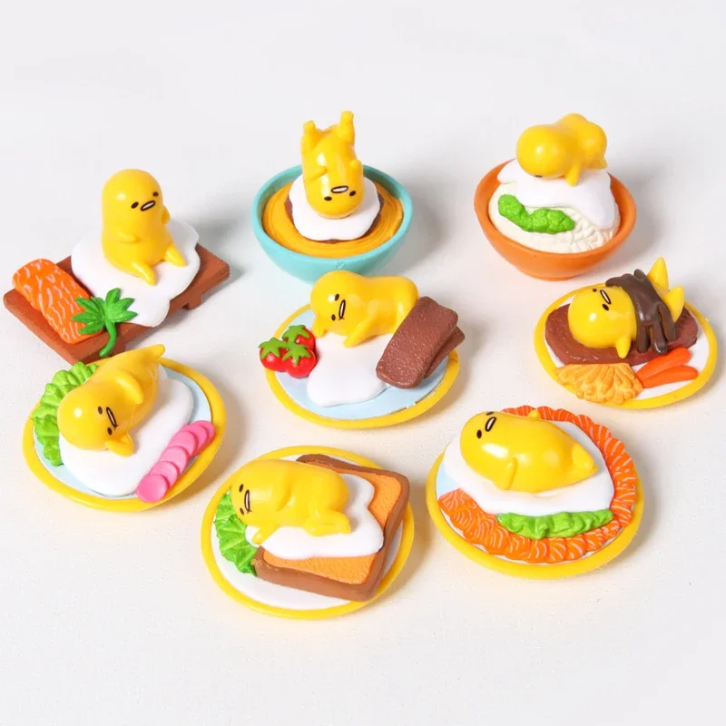 Anime Gudetamas Yolk King huevos perezosos Gashapon juguete figuras en miniatura Linda muñeca modelo colección adornos niños regalo de cumpleaños
