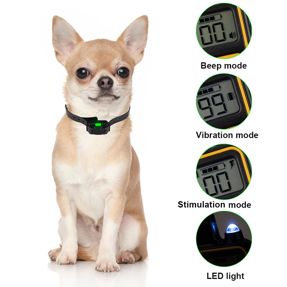 Collar eléctrico de entrenamiento para perros, dispositivo antiladridos recargable con Control remoto, resistente al agua, todos los tamaños