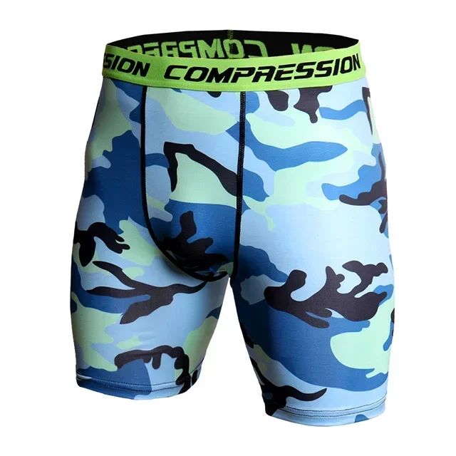 Ropa deportiva de compresión para correr para hombre, medias de camuflaje cortas de secado rápido para culturismo y Fitness, ropa deportiva elástica, 1 ud.