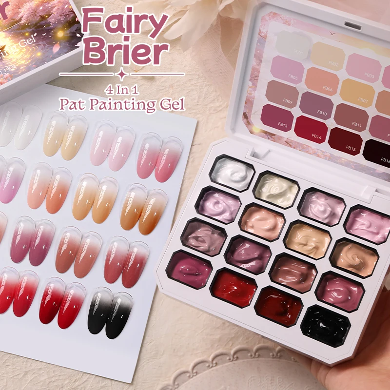 UR SUGAR Paleta de 16 Colores de Gel para Uñas, Colores Brillantes, Efecto Ombre, Manicura, Estampado, Pat French, Blush, DIY para Principiantes