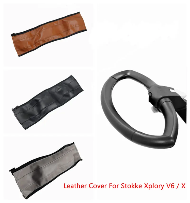 Fundas de cuero Pu para manillar de cochecito Stokke Xplory V6/X, fundas protectoras para parachoques, fundas para reposabrazos, accesorios para cochecitos de bebé