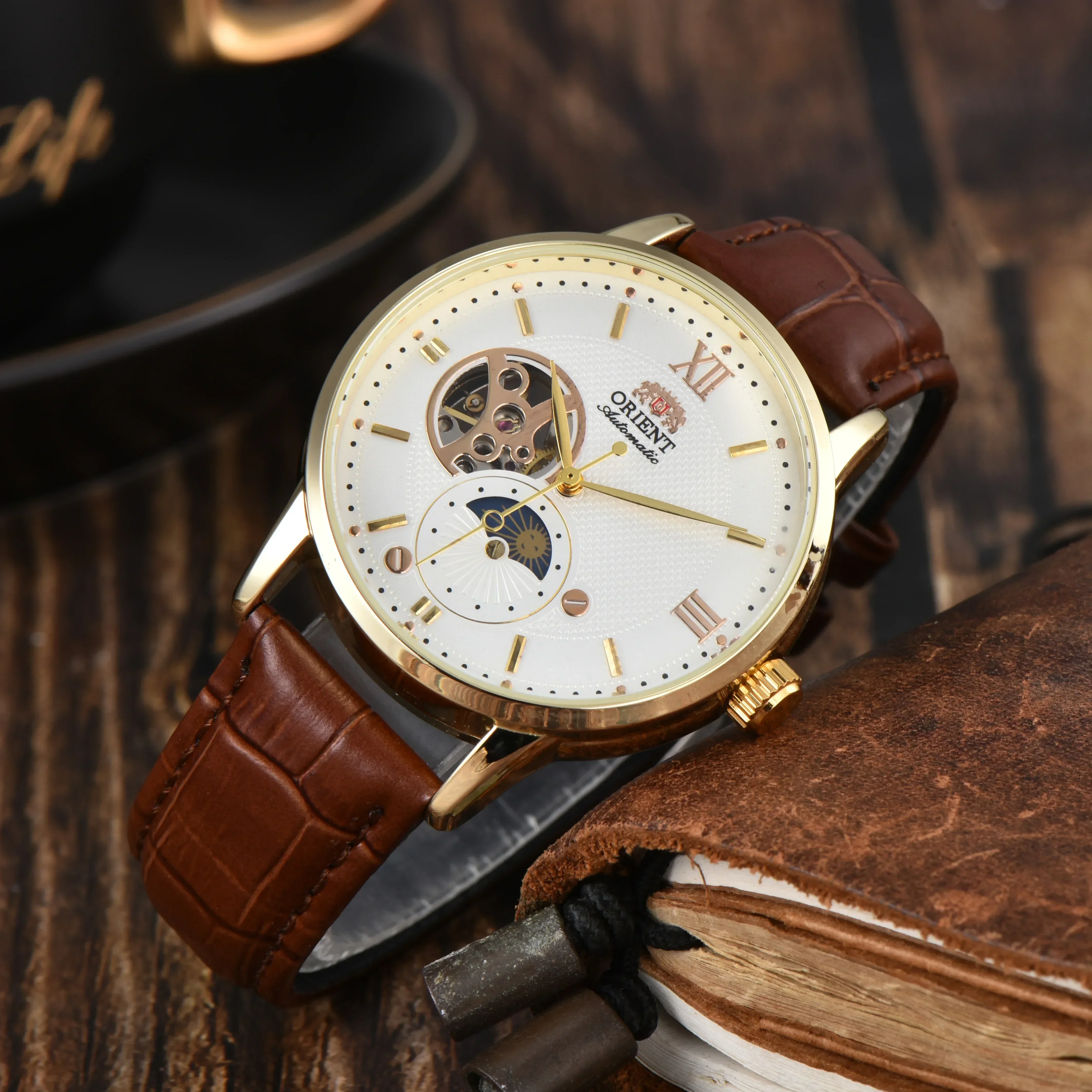 Orient Store Orient Sport Reloj Mecánico Automático Unisex Sol, Luna, Estrellas, Hora Mundial, Resistente al Agua, a Prueba de Golpes, Funciones Completas