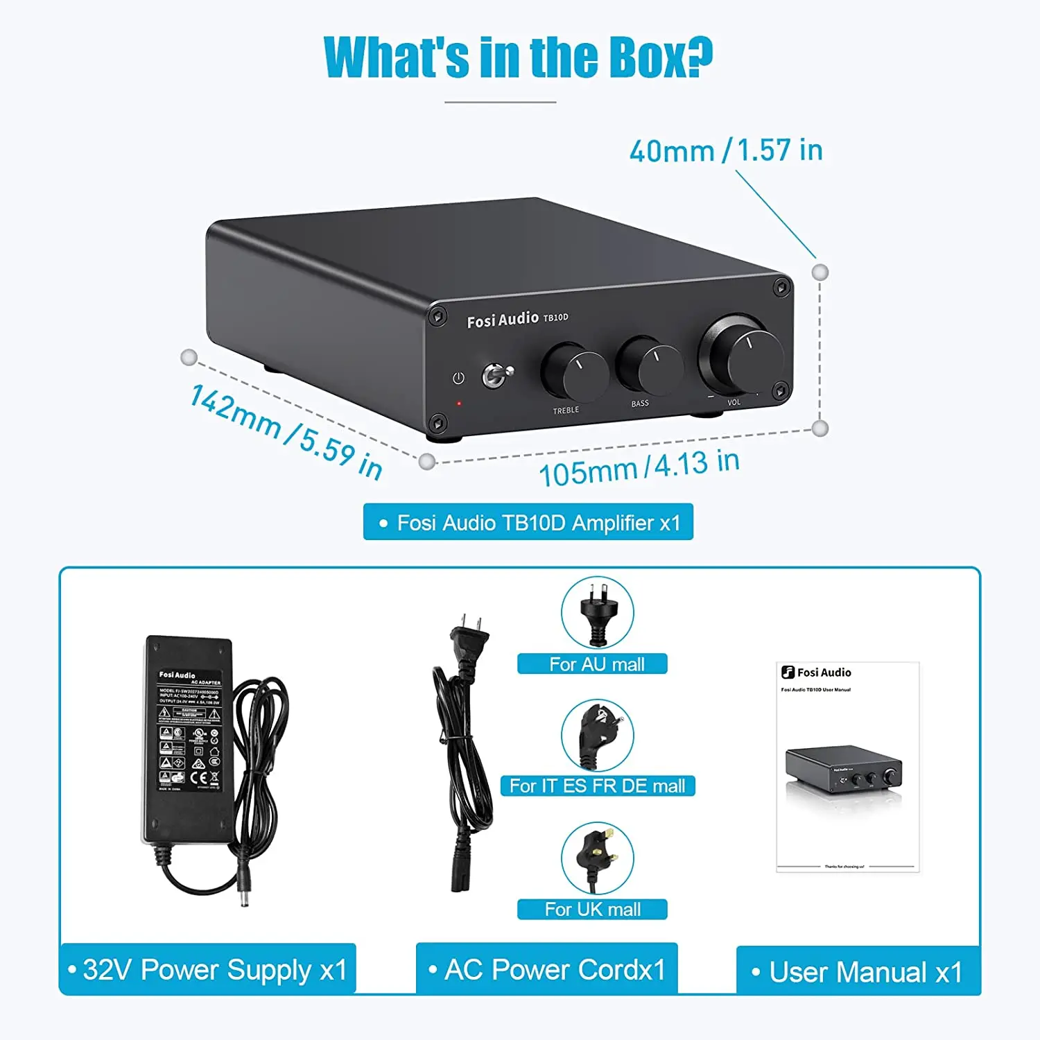 Fosi Audio Upgrade 600W Digtal HiFi amplificador de potencia de sonido TPA3255 Clase D amplificador estéreo con agudos y graves para altavoz de cine en casa