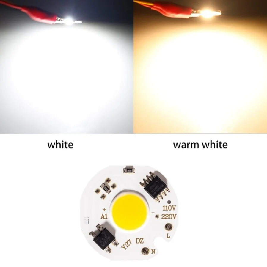Chip LED COB MunLii sin Necesidad de Controlador, 220V, 3W 5W 7W 10W 12W, Lámpara con Chip LED, Bombilla LED Inteligente con IC para Proyector, Blanco Frío, Blanco Cálido