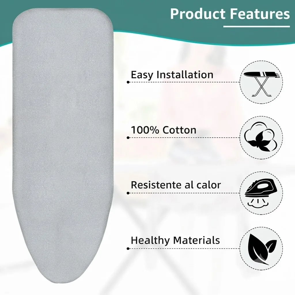 Funda para Tabla de Planchar Resistente a las Chispas, Funda de 4 Capas Extra Gruesa con Acolchado Reflectante del Calor, Almohadilla Resistente de 130*50cm
