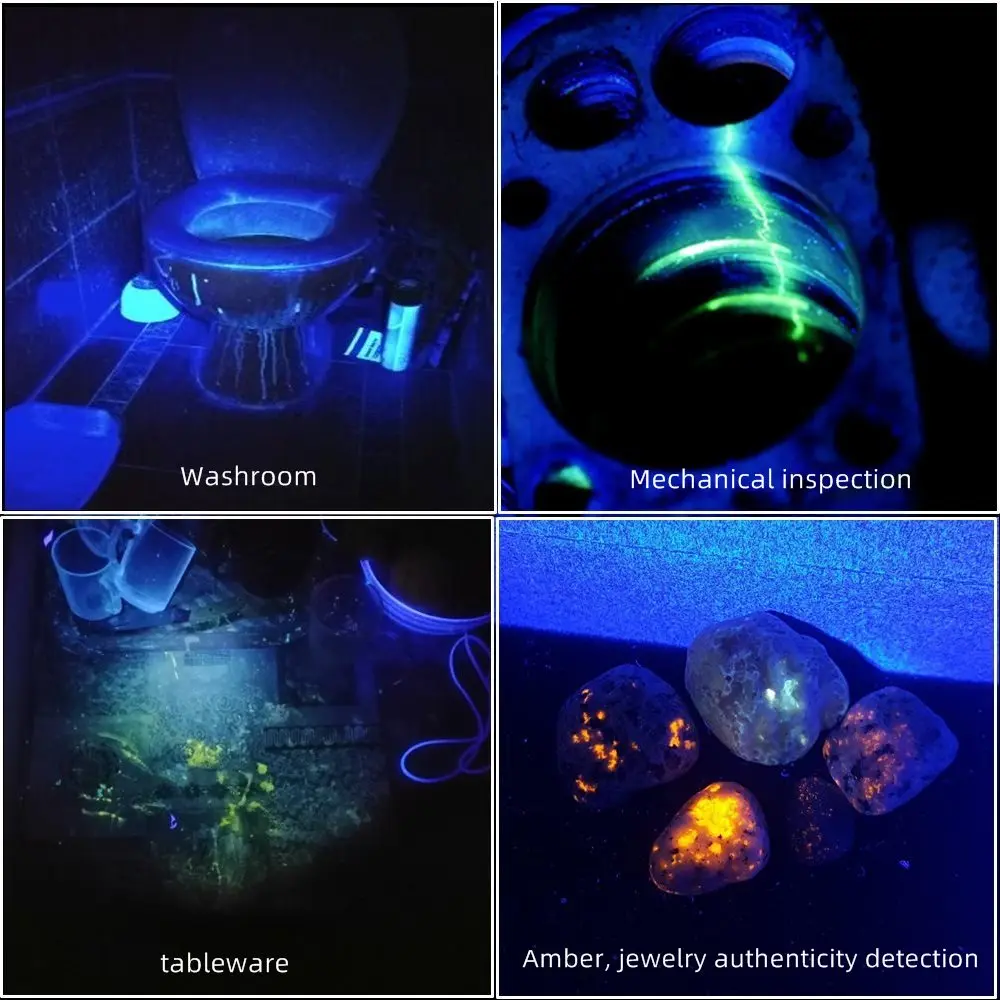 Linterna UV de 20W, 395/365nm, recargable por USB, luz negra, curado, tiña para gatos, marcador para manchas de orina de mascotas, fuga, mineral, dinero, luz de escorpión
