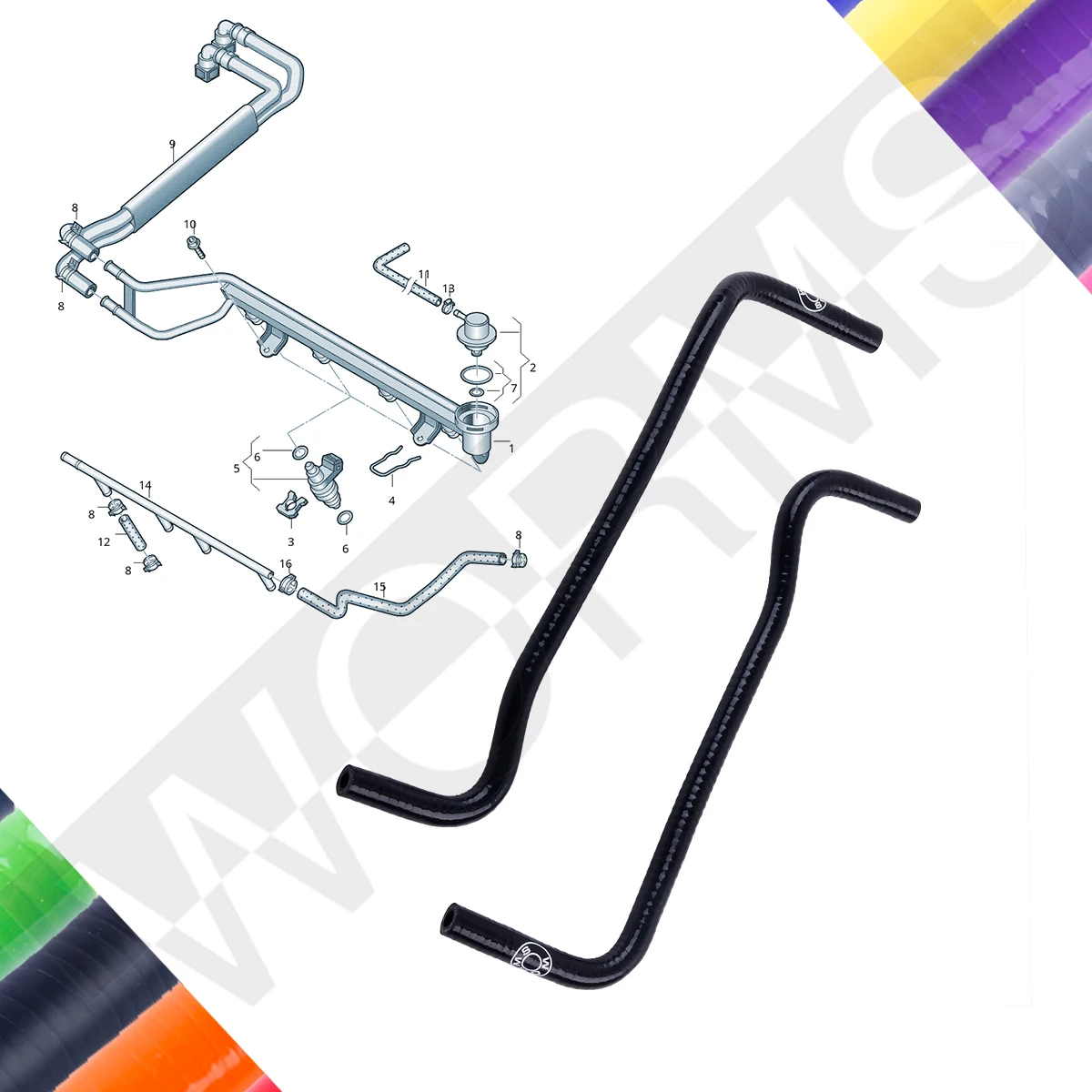 Kit de tubo de manguera de línea de combustible de silicona para Audi A3 8L1 VW Golf IV Bora Seat Leon I Toledo II Skoda Octavia 1J0133699A