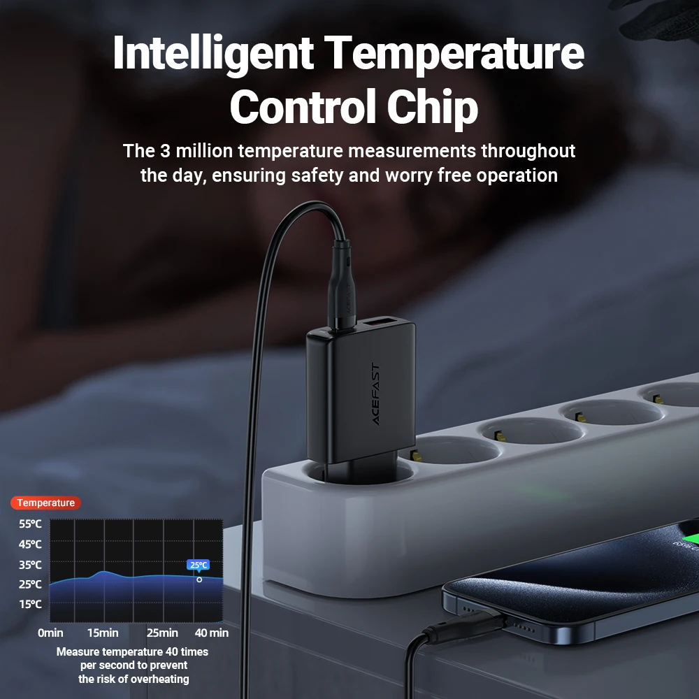 ACEFAST-cargador de teléfono ultrafino GaN PD30W, carga rápida para iPhone 17/16/15 Pro Max, carga rápida de viaje para pared para Samsung S23