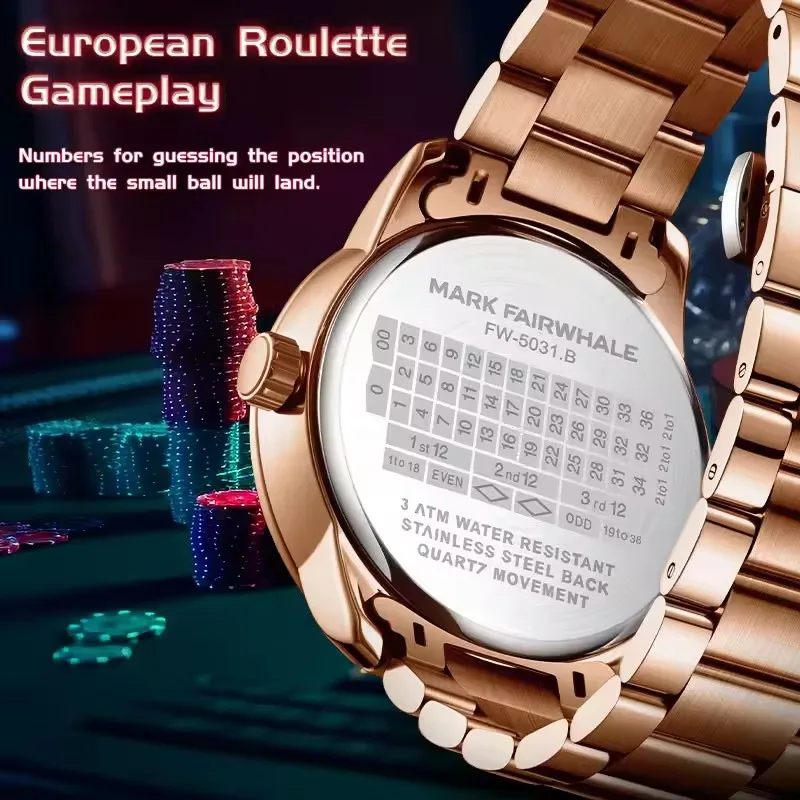 Reloj de Cuarzo para Hombre Mark Fairwhale 5031, Nueva Marca de Alta Gama, Esfera Digital Giratoria, Entretenimiento, Resistente al Agua, Luz Nocturna