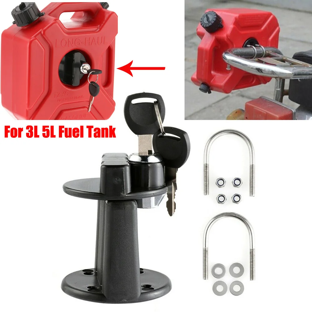 Soporte de bloqueo de coche para montaje en tanque de combustible de 3L y 5L, soporte Universal para lata de gasolina para RV SUV, tanque de aceite de repuesto, accesorios para motocicleta