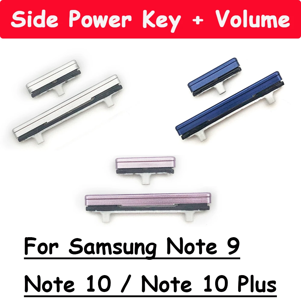 Botón de encendido y apagado de repuesto + botón lateral de volumen arriba y abajo para Samsung Note 9 10 Plus pieza de tecla de volumen
