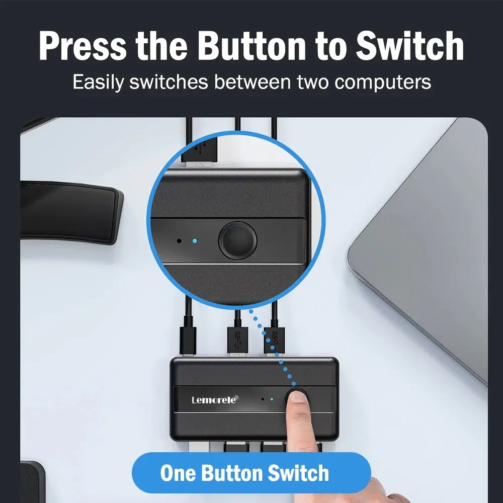 Adaptador de interruptor USB KVM 3,0, conmutador USB, 2 entradas, 4 salidas, conmutador KVM, afilador de impresora para teclado de ordenador